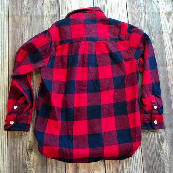 Baby Gap Navy and Red Plaid Flannel Button Down Shirt - Picture 3 of 3